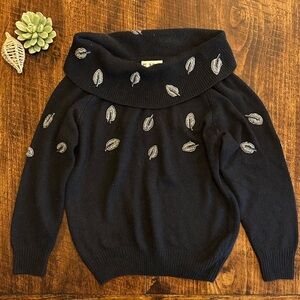 E.M.T. | Vintage Silk Angora Wool Blend Beaded Boho Cowl Neck Sweater, Size M